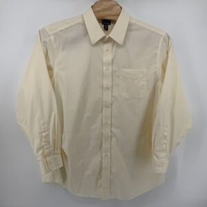 Jos. A. Bank Dress Shirt Mens 18.5-37 Cream Traveler Collection Tailored Fit L/S